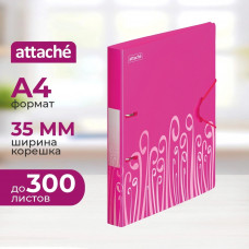 Папка на 2-х  кольцах и резинке Attache Fantasy 35 мм , розов.
