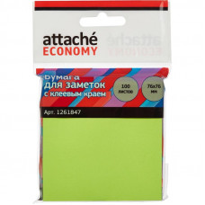 Блок бумажный с липким слоем 76*76  Attache Economy, Зеленый Неон, 100 л (стикер)