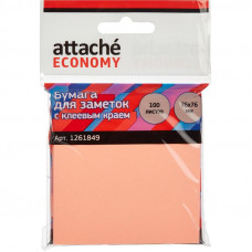 Блок бумажный с липким слоем 76*76  Attache Economy, Розовый Неон, 100 л (стикер)