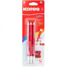 Карандаш простой Kores JUMBO (трехгранный, HB, 3 шт+точилка)